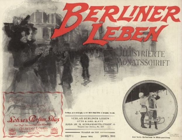 Altes Buch mit dem Titel 'Berliner Leben' zeigt eine Gruppe von Menschen in traditioneller deutscher Kleidung auf dem Cover.