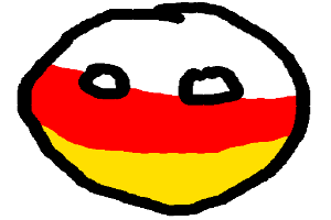 Ein Smiley mit den Farben der deutschen Flagge - rot, gelb und weiß - vor einem weißen Hintergrund.