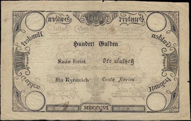 Deutsche 100-Pfennig-Banknote mit Abbildung eines Mannes, schwarzem Hintergrund und der Aufschrift "100 Pfennig".