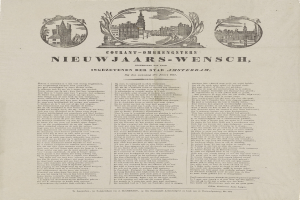 Alte Zeitung mit historischem Stadtbild, Text und Fotos.