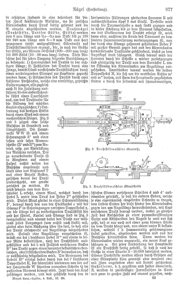 Eine Seite aus einem Buch mit einer Zeichnung einer Maschine, auf der der Text "Deutsches Patent 977,977" steht und mehrere Bilder der Maschine.