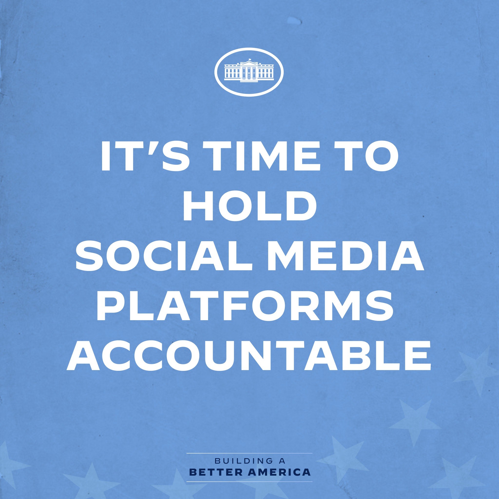 Plakat mit fettem, schwarzem Text "Es ist Zeit, Social-Media-Plattformen zur Rechenschaft zu ziehen" auf einem weißen Hintergrund, eingerahmt von einem schmalen schwarzen Rand.